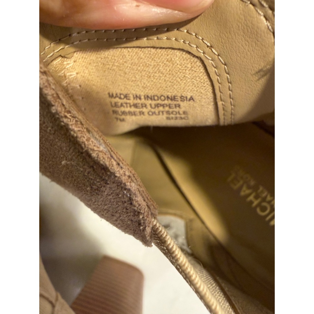 Michael Kors Evaline Heeled Bootie Women 7 Camel Suede Block Heel 40F3EVHEES - Picture 7 of 9
